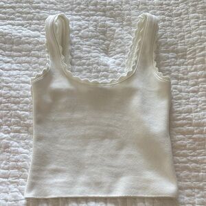 Zara Cream Lace-Edged Tank Top